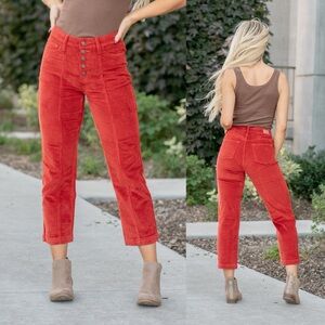 Judy Blue Vibrant Orange Straight Leg Pants